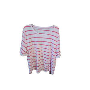 Lane Bryant Pink Striped Pullover Top Ruffle Sleeves  Plus Size 26/28